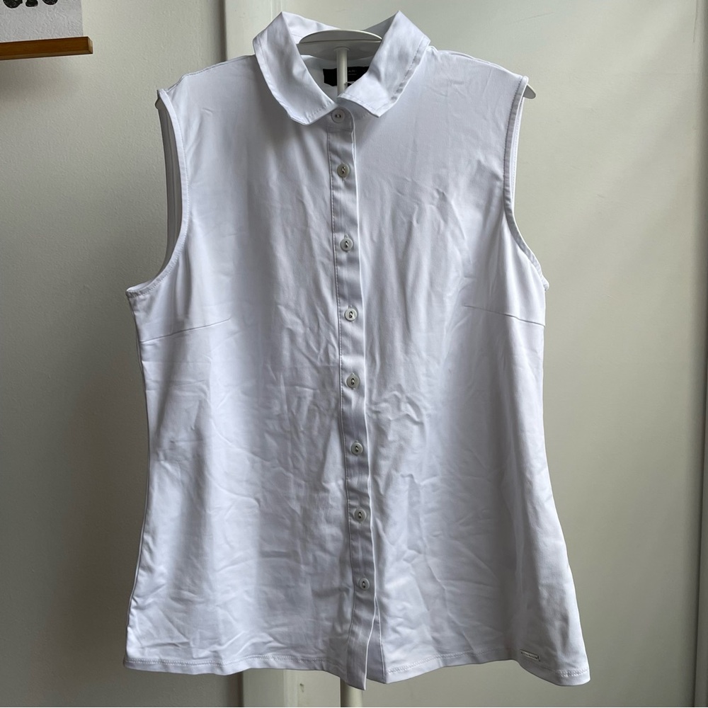 NWT T Tahari White Collard Button Up Top